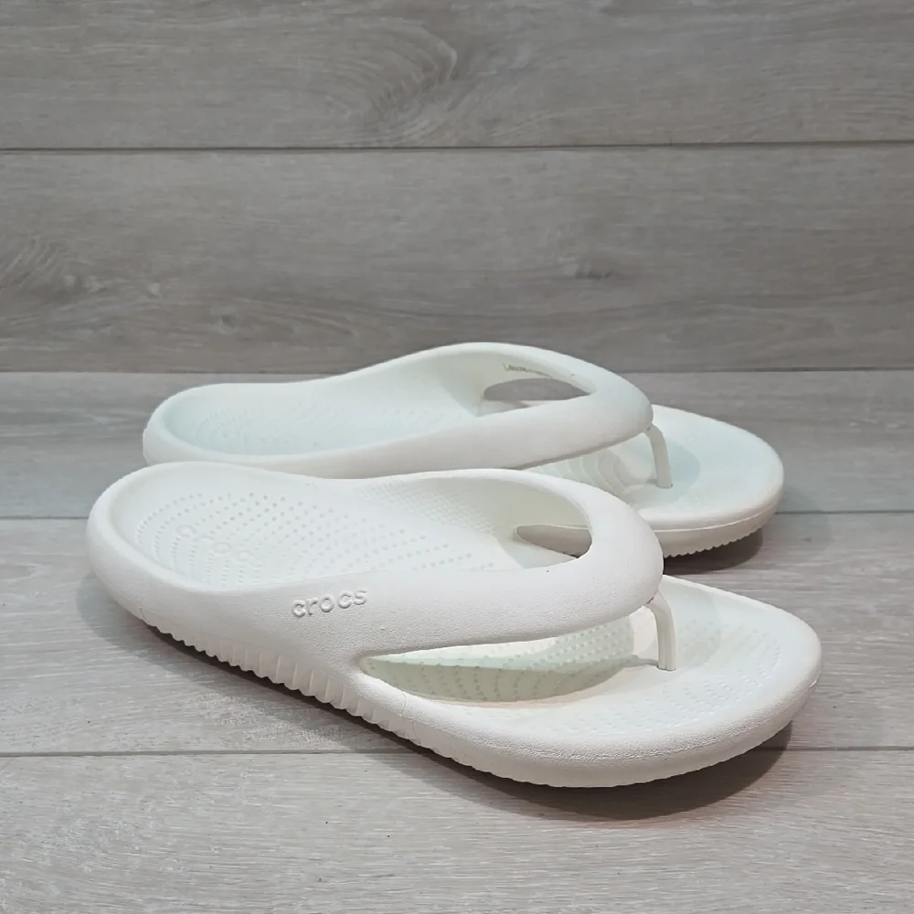 Crocs Mens Thong Rubber White Crocs Flip Flops Sandals Shoes Sz 11
